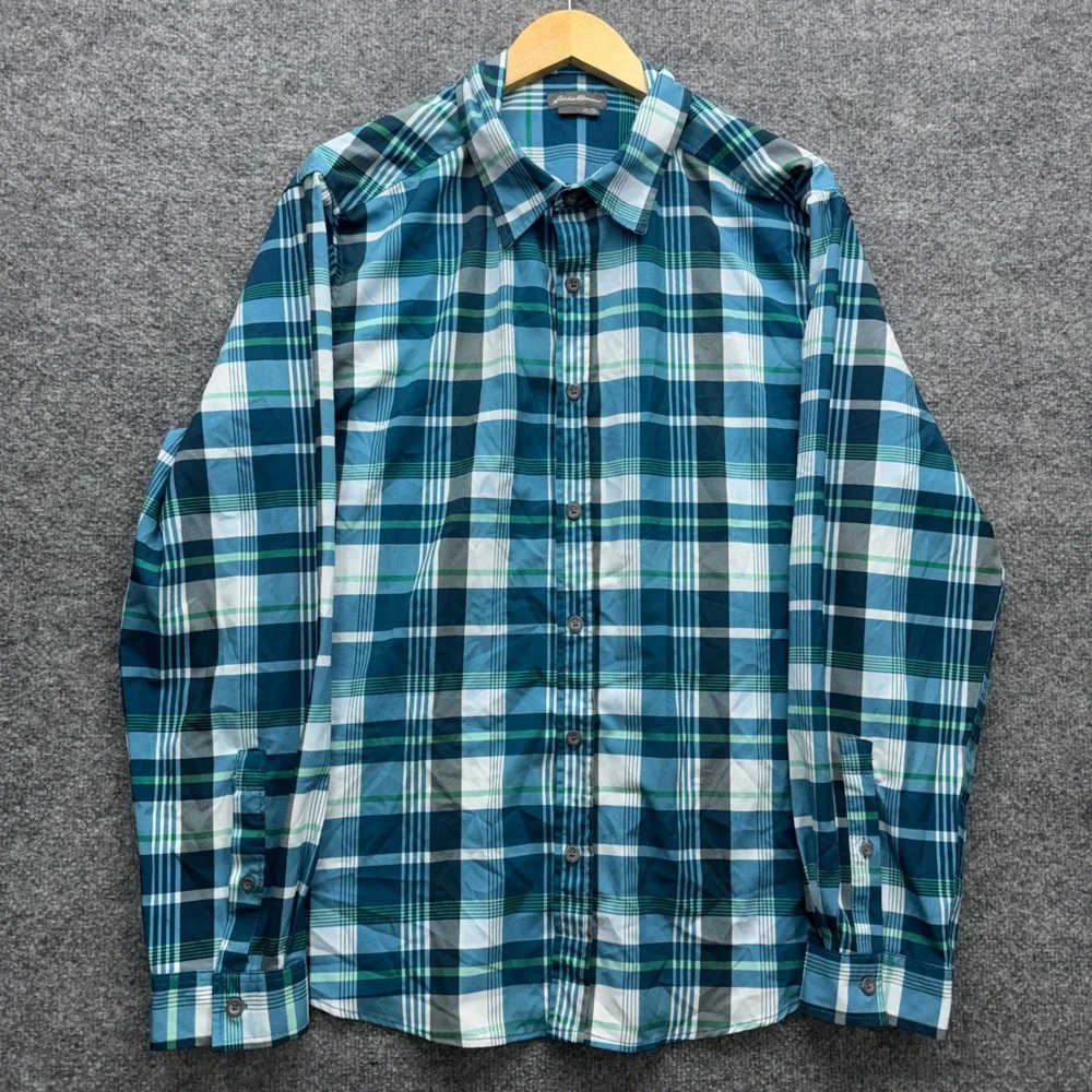 Eddie Bauer Button‎ Up Shirt Men's Size XL Plaid Long Sleeve Casual Outdoor Top